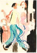 Dancing couple - Watercolour and ink over pencil Ernst Ludwig Kirchner